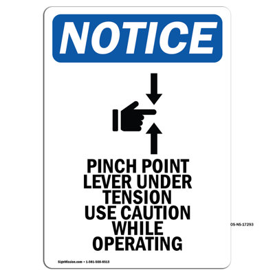 Enseigne de levier avec symbole Pinch Point
