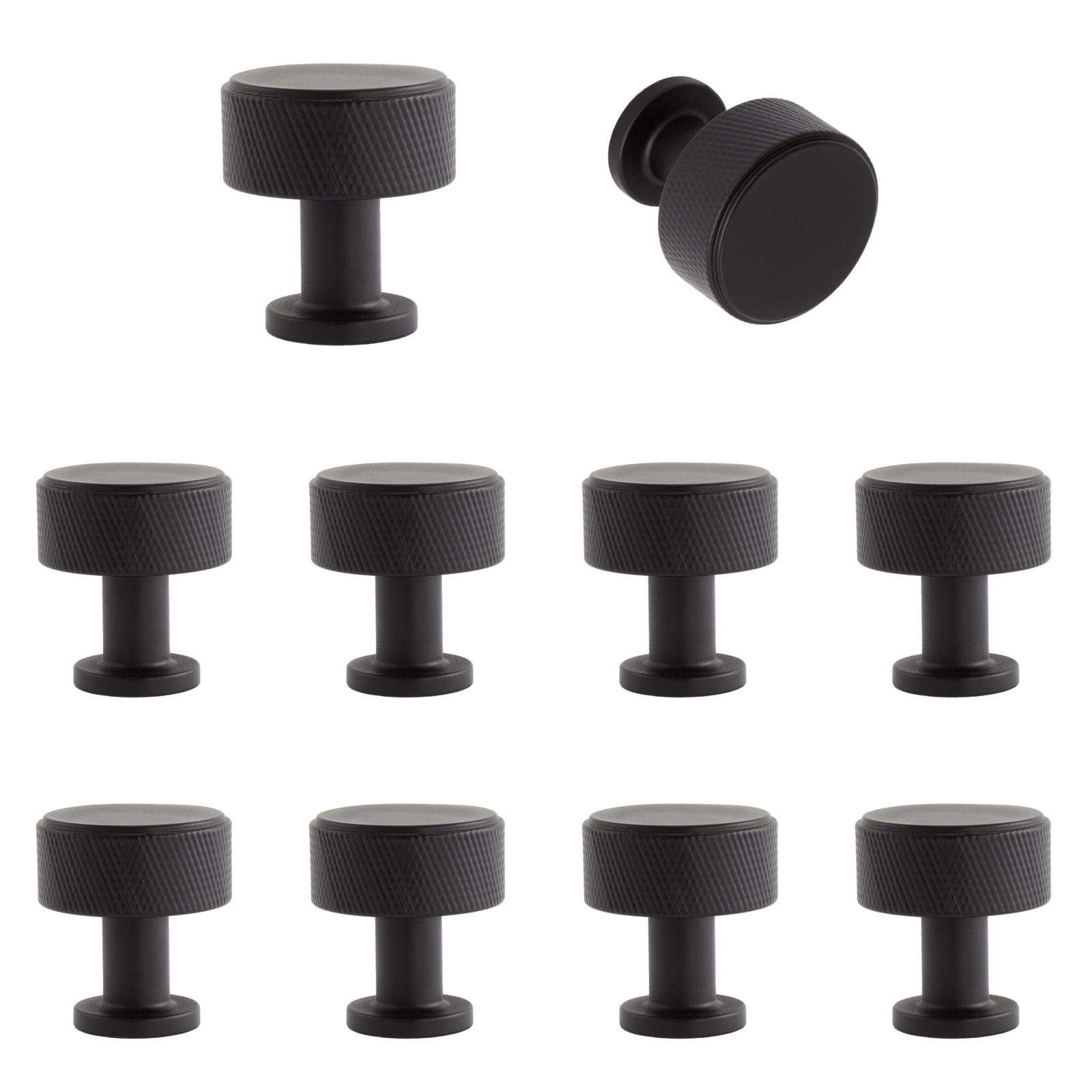 Kent Round Knob Multipack, Matte Black, 1.125"