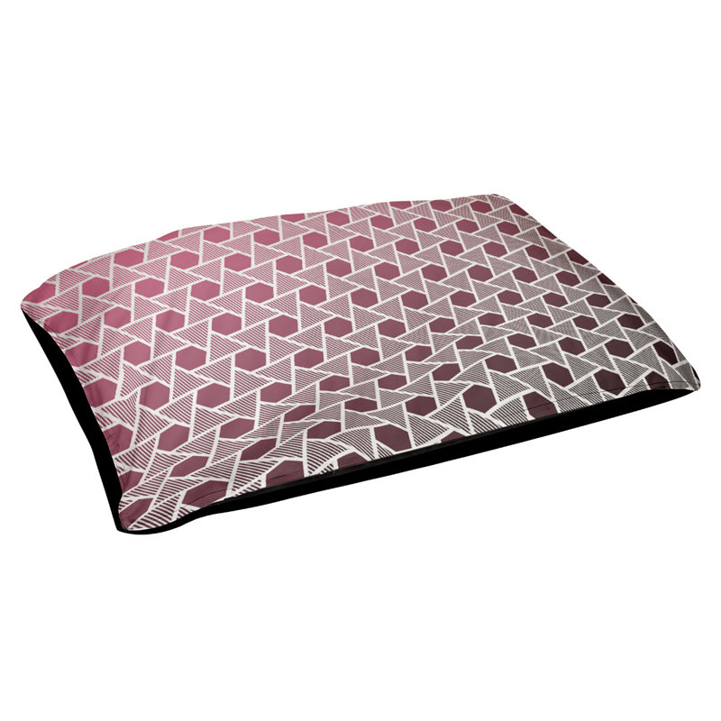 Coussin de lit à triangles hexagonals Byrge, Moyen (H 6,5 po x l 40 po x P 30 po), Noir / Rose, Polyester