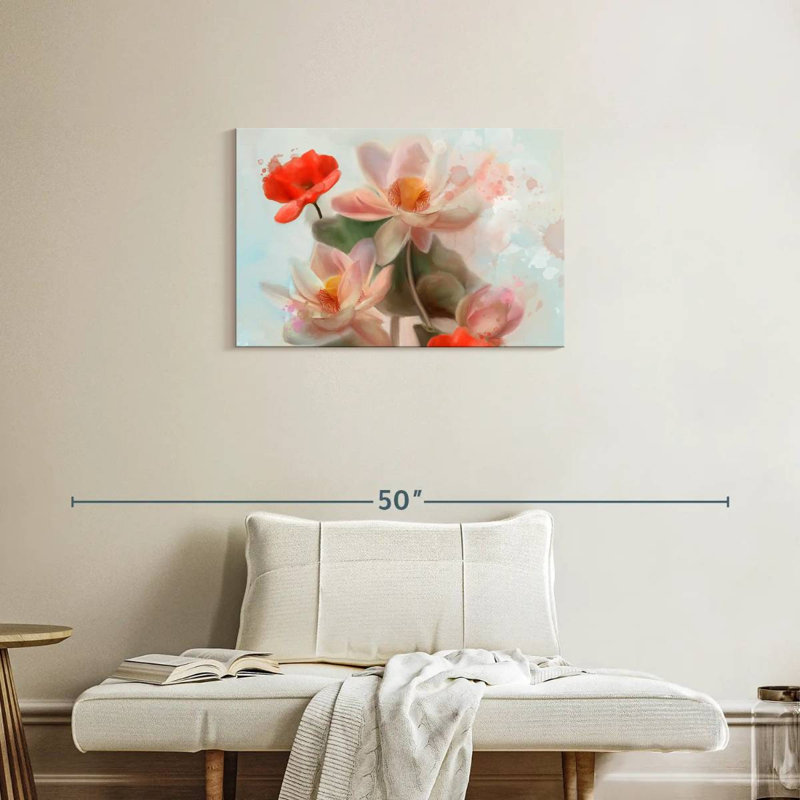 Harnek lys et coquelicots abstraits, H 20 po x l 30 po