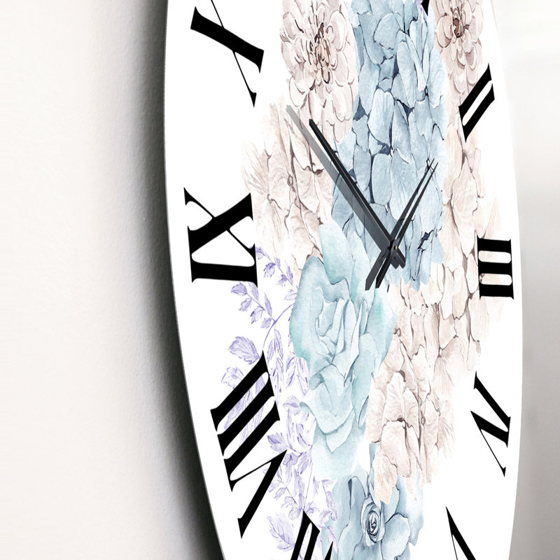 Bouquet d'hiver en fleurs pastel V - Horloge murale traditionnelle, Moyen