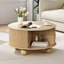 Table basse ronde avec rangement, table basse cannelée relevable 31,5 po, chêne-1229848596