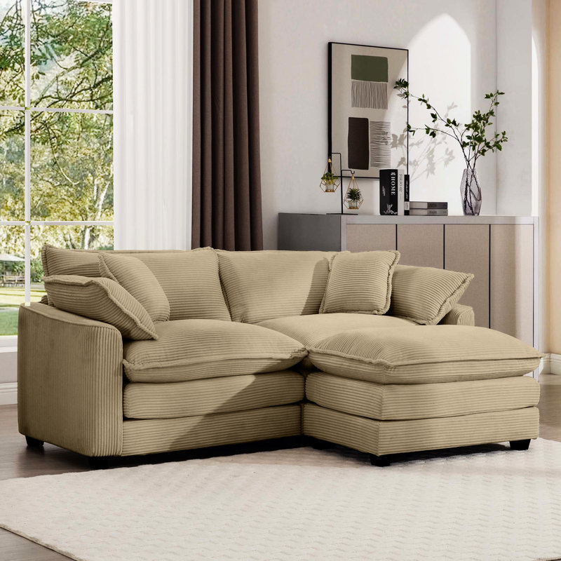 2 velours côtelé, brun clair, repos confortable et élégant, brun clair