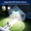 Éclairage solaire extérieur, lumières de sécurité à détecteur de mouvement 3600LM, 4 projecteurs solaires à 270 ° avec télécommande et 3 modes, panneau de verre, IP65 imperméable pour cour, garage, patio