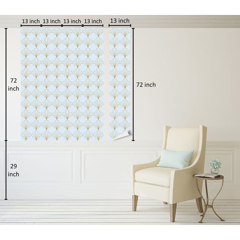 Rouleau géométrique Kadrianna, 13 po x 72 po, Bleu pâle / brun sable