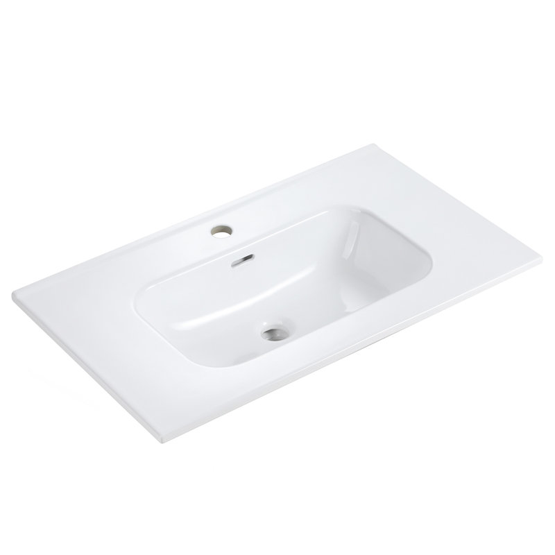 BB09-30-311, cuve en céramique blanche intégrée, bonde non incluse