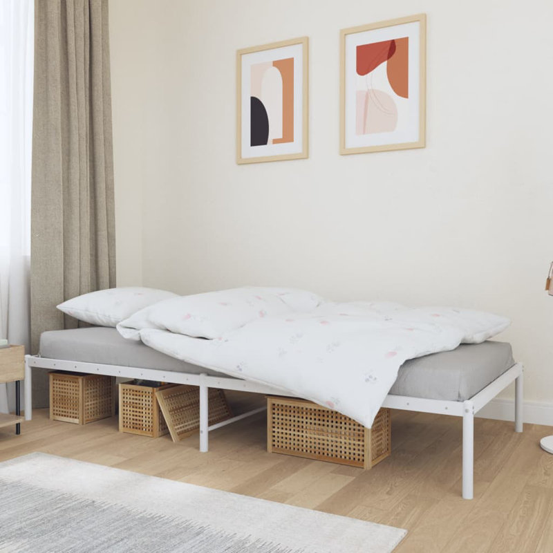 Marlton Metal Bed Frame, Heavy-Duty, No Mattress, Queen, White