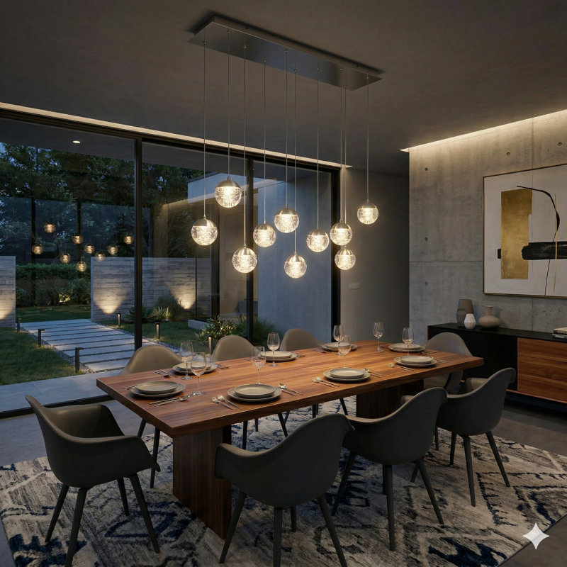 Luminaire suspendu en forme de globe à 10 lumières DEL Heatherly, Nickel