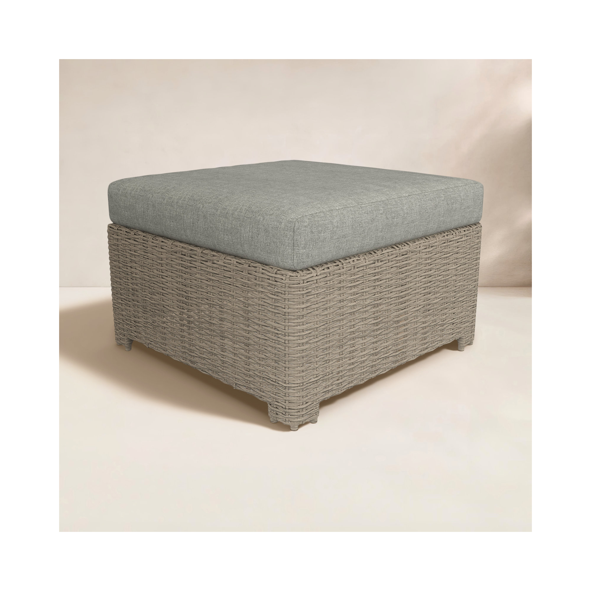 Outdoor Ottoman With Sunbrella Cushions, Canvas Granite