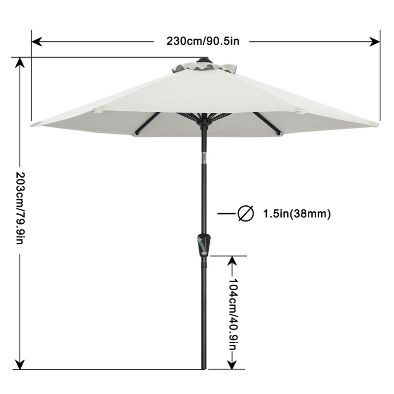 Parasol Cutts Market, Beige clair, 7.5'