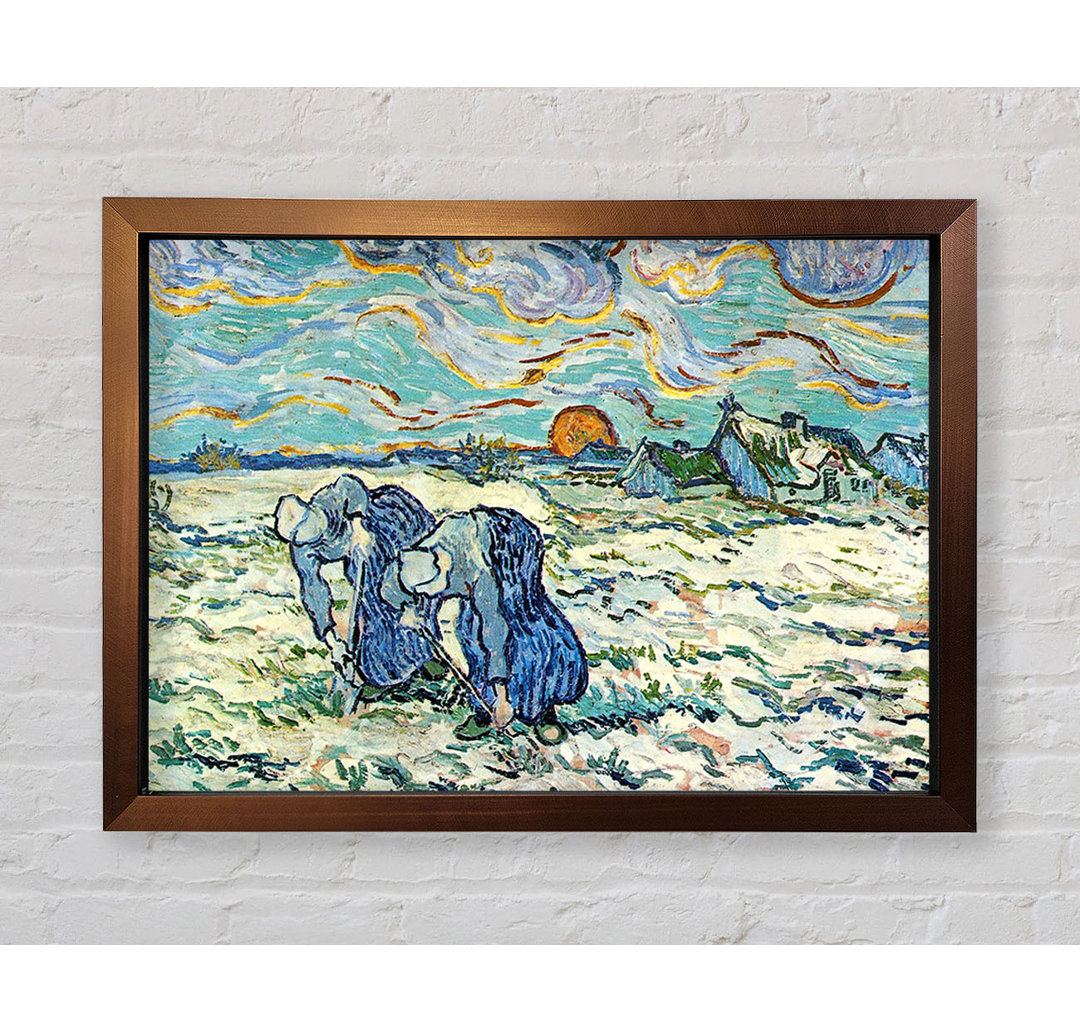 Gerahmtes Leinwandbild Two Digging A Grave In The Snow von Van Gogh