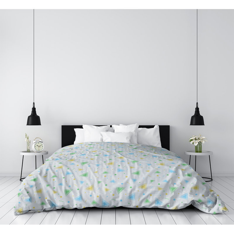 Katelyn Elizabeth Geometric Shapes Duvet Cover, King Duvet Cover, Microfiber, Blue/Yellow