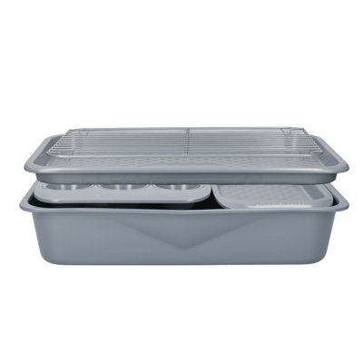 MasterClass Smart Ceramic 5-Piece Stackable Bakeware Set with Chemical-Free Non-Stick