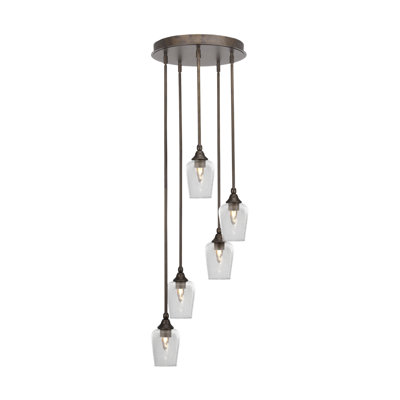 Luminaire suspendu suspendu en grappe 5 lumières Empire avec verre de 5 po Empire