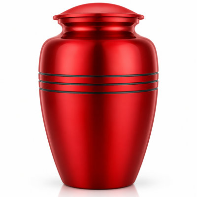 ALPHA Living HOME Red Black Cremation Urn for Human Ashes Adult Metal Memorial Urn
