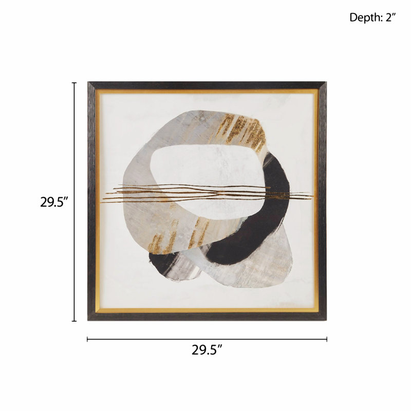 Auric Beam Gold Foil Abstract Framed Canvas Wall Art
