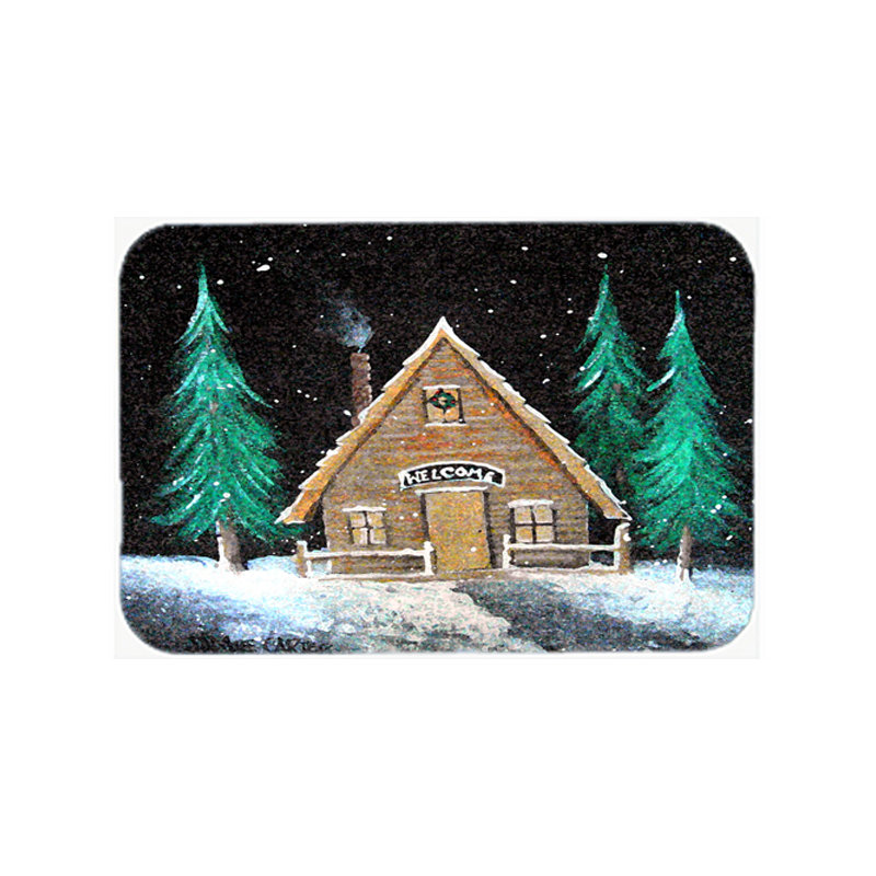 Caroline's Treasures Welcome Lodge Christmas Log Home Glass Cutting Board