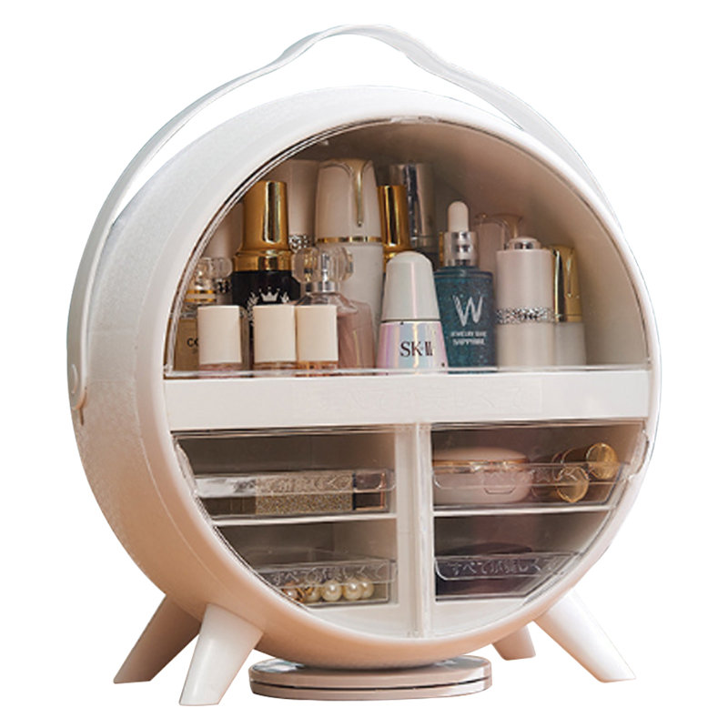 Neymar Plastic 4 Compartment Makeup Organiser, White