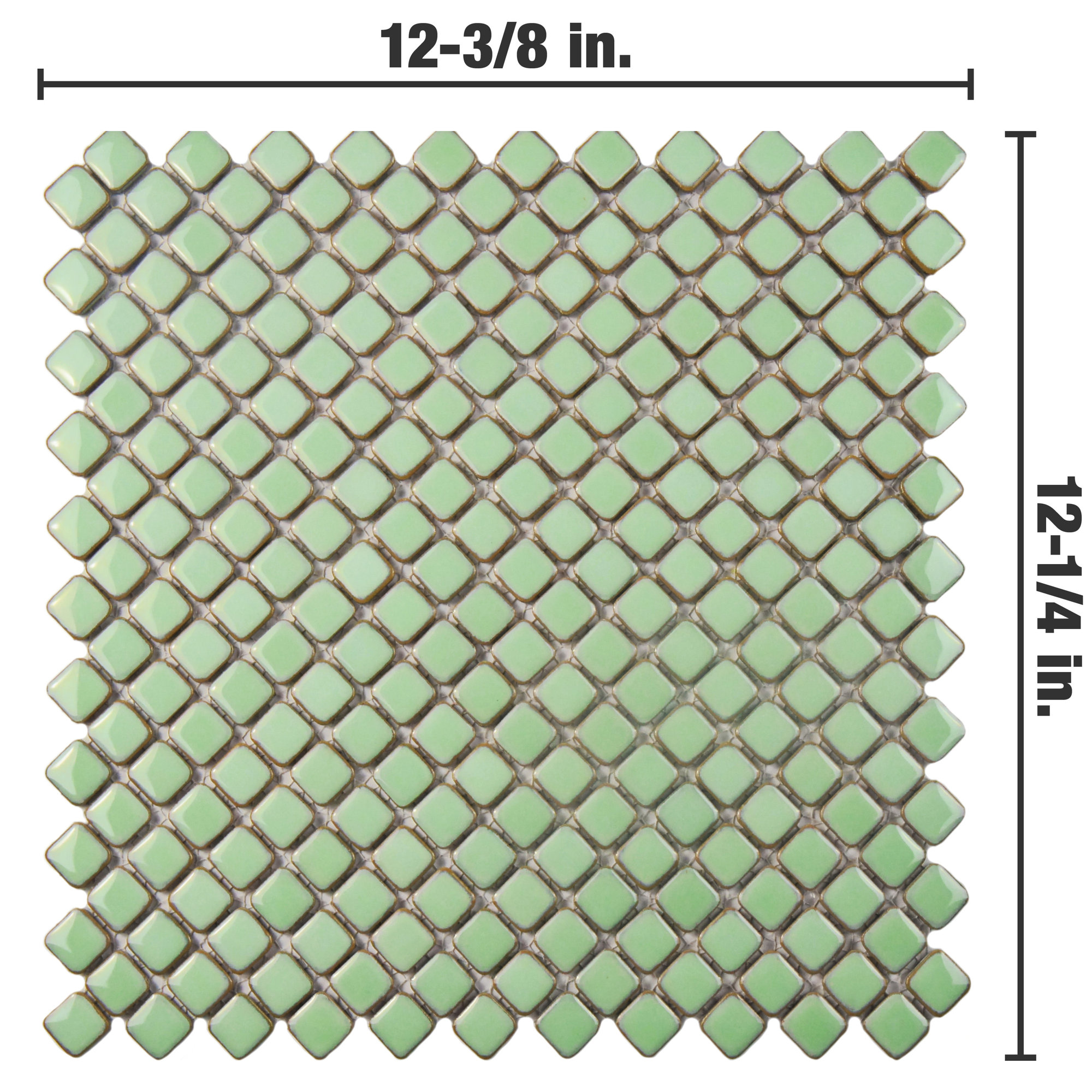Hudson Diamond 12-1/4 " x 12-3/8 " Porcelain Mosaic Floor & Wall Tile, Light Green