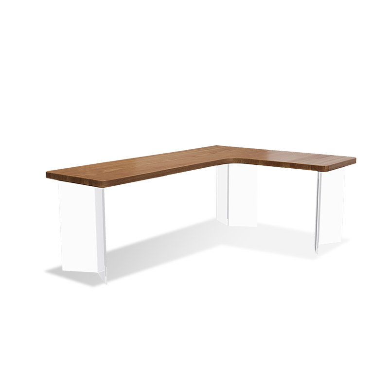 Bureau rectangulaire brun, bois massif transparent et acrylique, H 29,53 po x l 62,99 po x P 47,24 po, Retour à droite