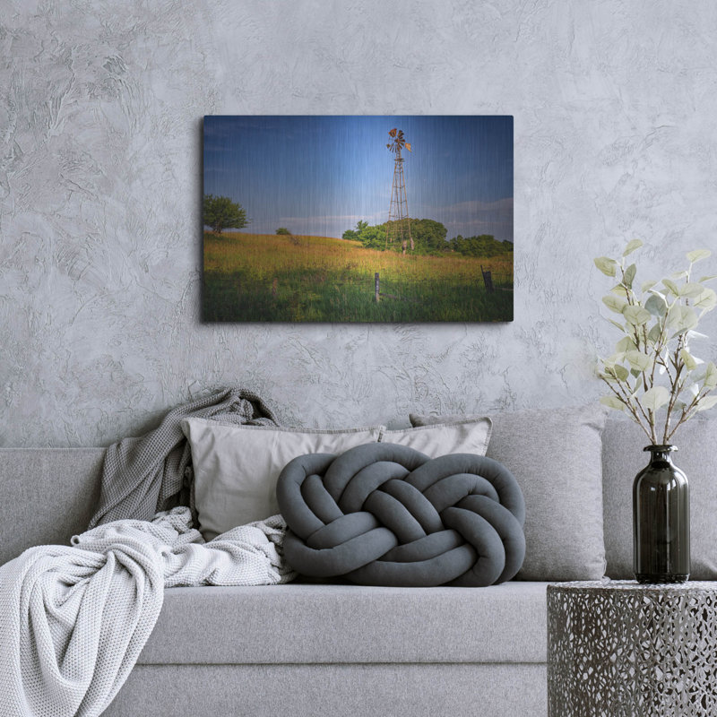 Mur en métal Ebern Designs «The Old Windmill» par Rick Berk, H 24 po x l 36 po