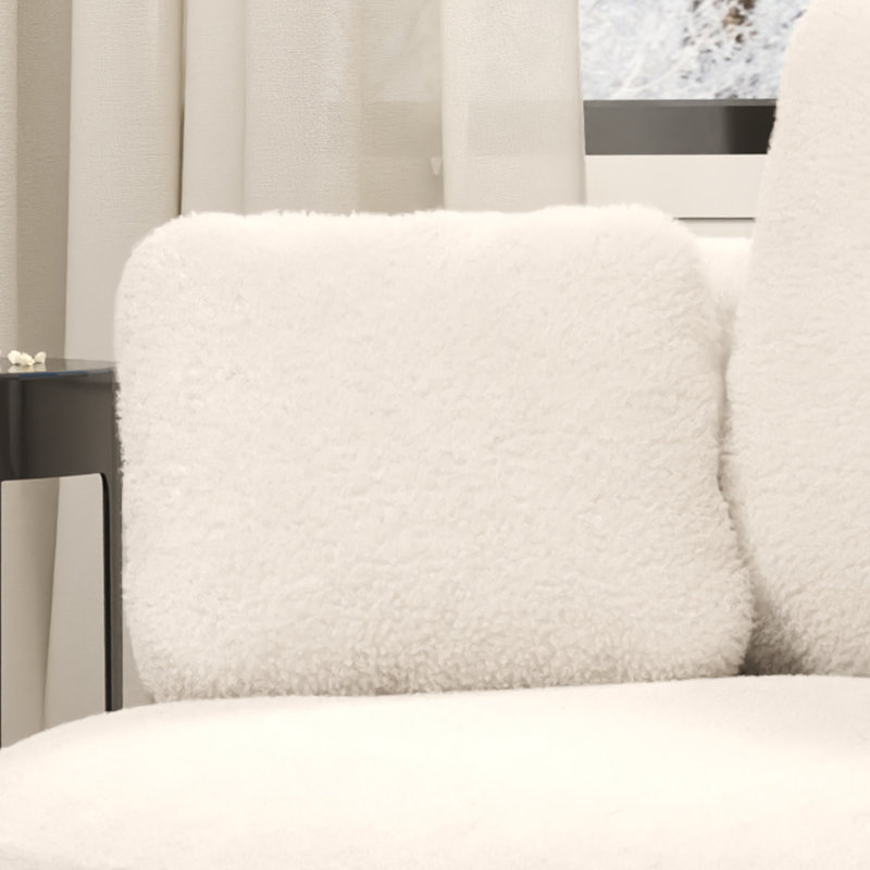 40.35"w Upholstered Barrel Accent Swivel Chair, Ivory
