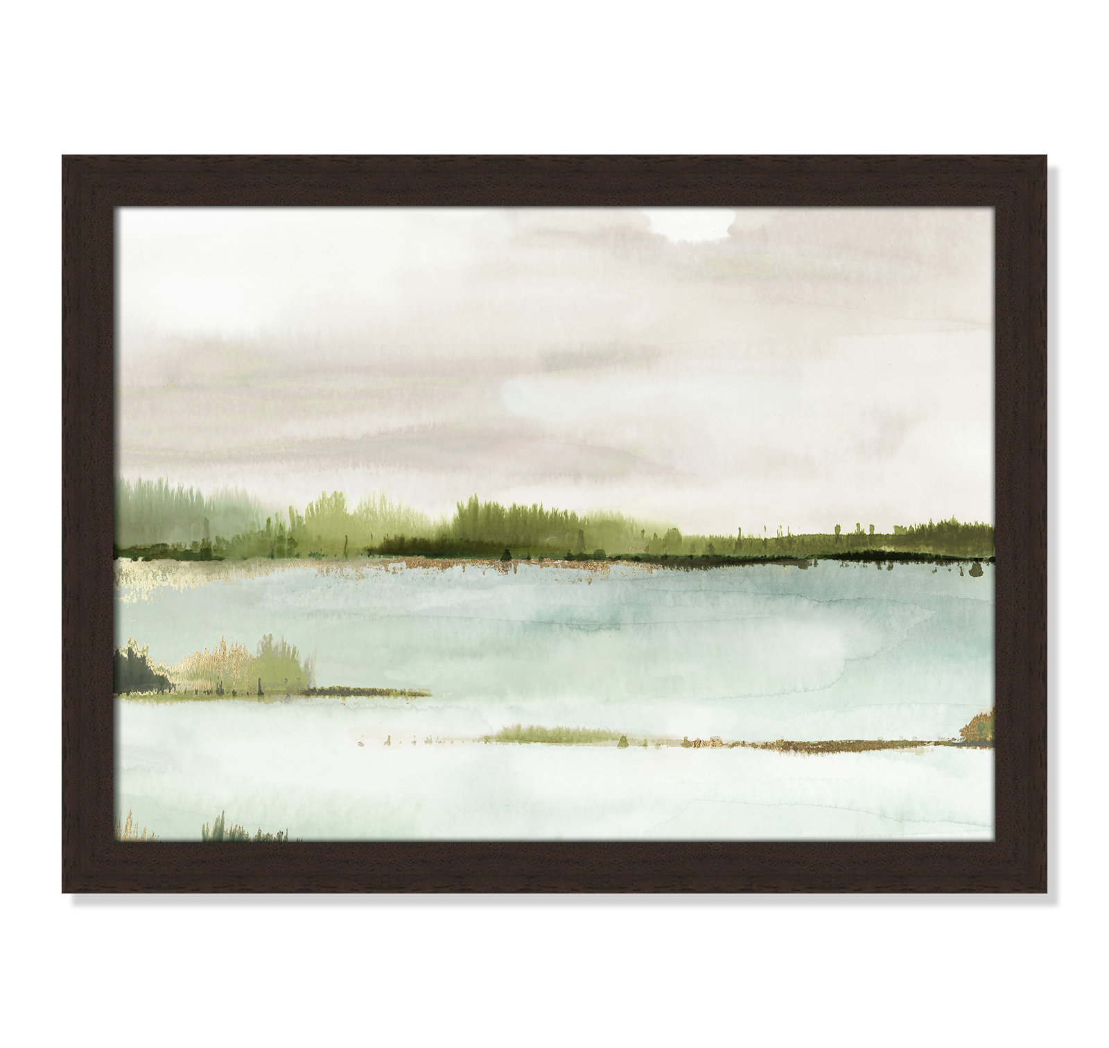 Adamsville "Silent Lake" Painting, 18" H x 24" W x 1.12" D, Walnut Framed