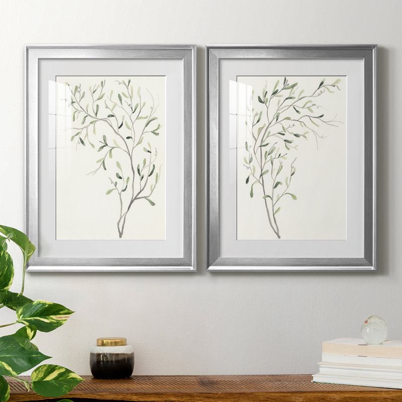 «Spindle Sprig I», reproduction encadrée de qualité supérieure, prête à être accrochée, Cadre argenté