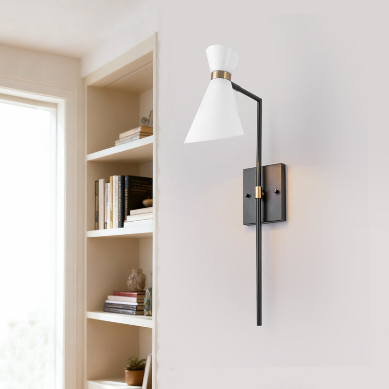 26,38 po Applique murale d'intérieur de bureau 1 lumière avec abat-jour blanc