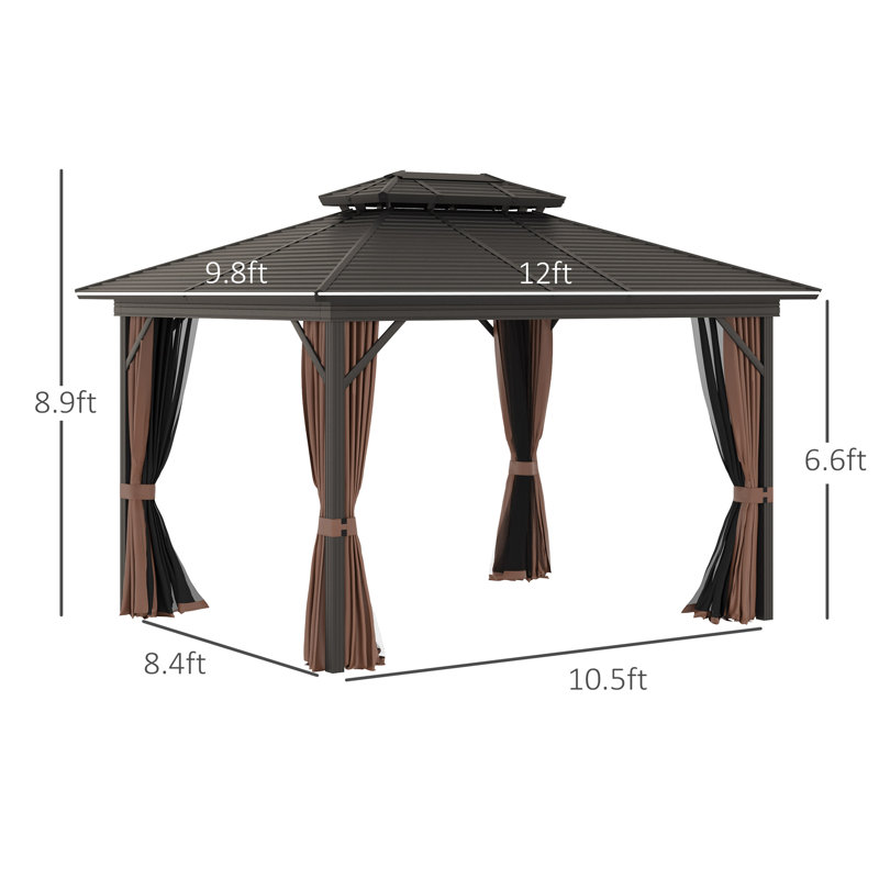 Abri de jardin pour patio en métal en aluminium mesurant l 16 pi P 8 pi.