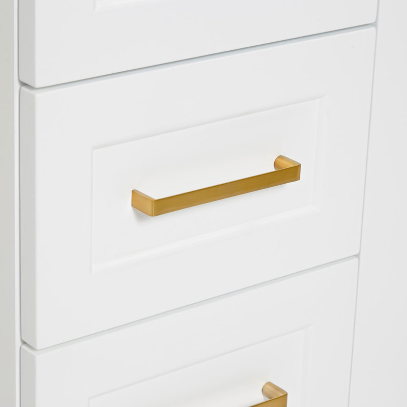 Freitas 48'' Solid Wood Single Bathroom Vanity, White, Rectangle, White Quartz