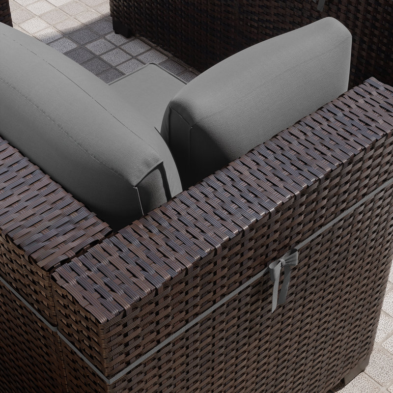 13 Pieces All-Weather Wicker Patio Furniture Set With Propane Fire Pit Table, Swivel Rocking Chairs, And Cushions, Gray