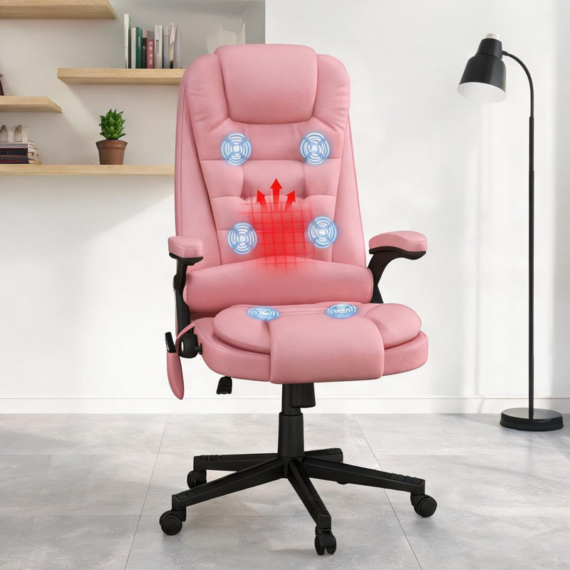 Chaises de bureau en similicuir rose et mousse avec télécommande, siège réglable et inclinable, 25,5 po x 28 po x 47,2 po