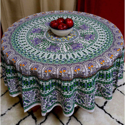 Nareg Floral 100% Cotton Round Tablecloth