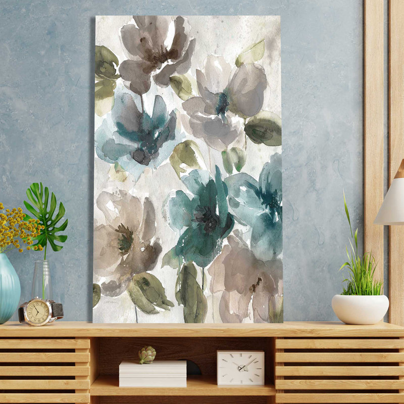 «Topaz Garden I» par Carol Robinson - Peinture, L 18 po x H 30 po, Toile tendue