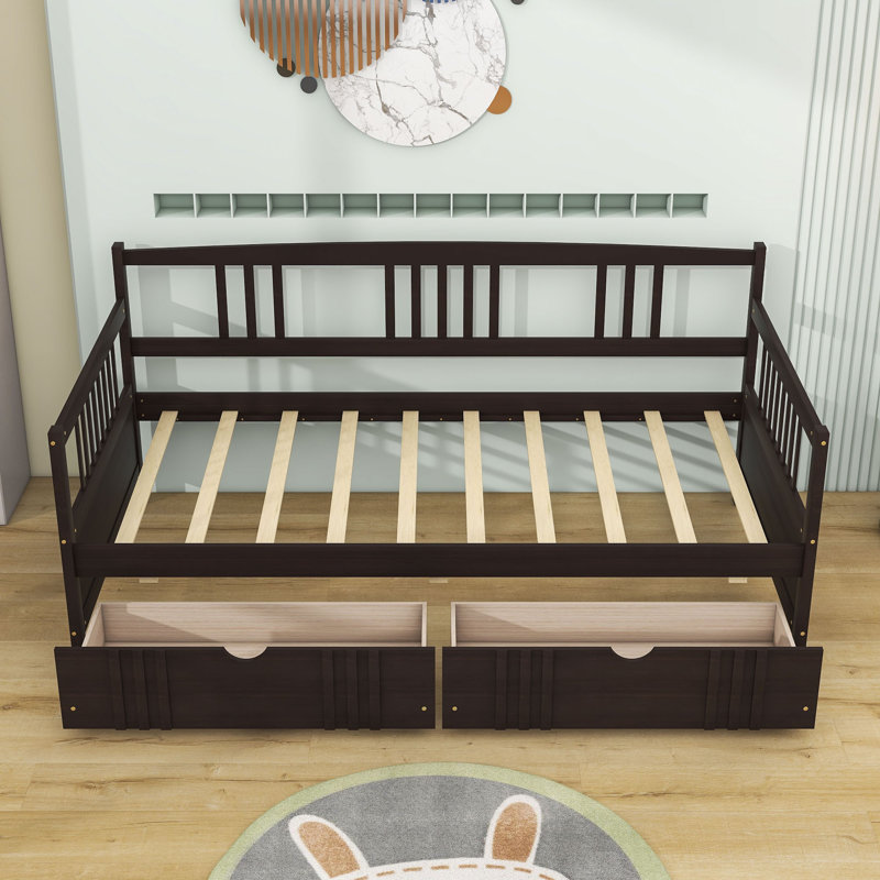Dzidis Daybed with Drawers, Espresso, Twin
