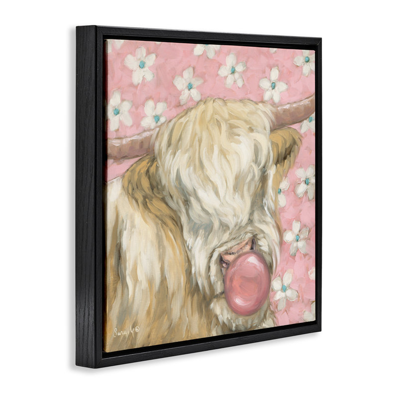 Cadre flottant Bubblegum Cutie, H 25 po x l 25 po, Cadre flottant noir de jais