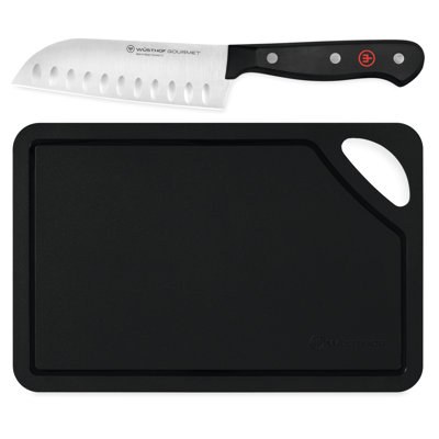 WÜSTHOF Gourmet 5" Santoku & 10" Black Cutting Mat Set