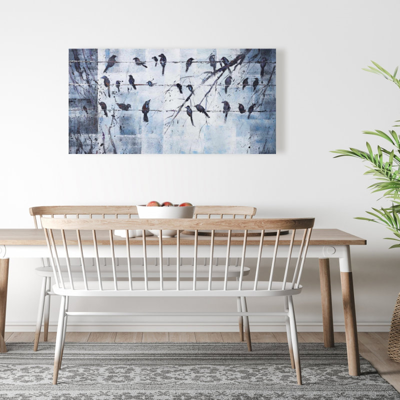 Abstrait oiseaux sur fil électrique - animaux de la chambre à coucher, décoration sur toile