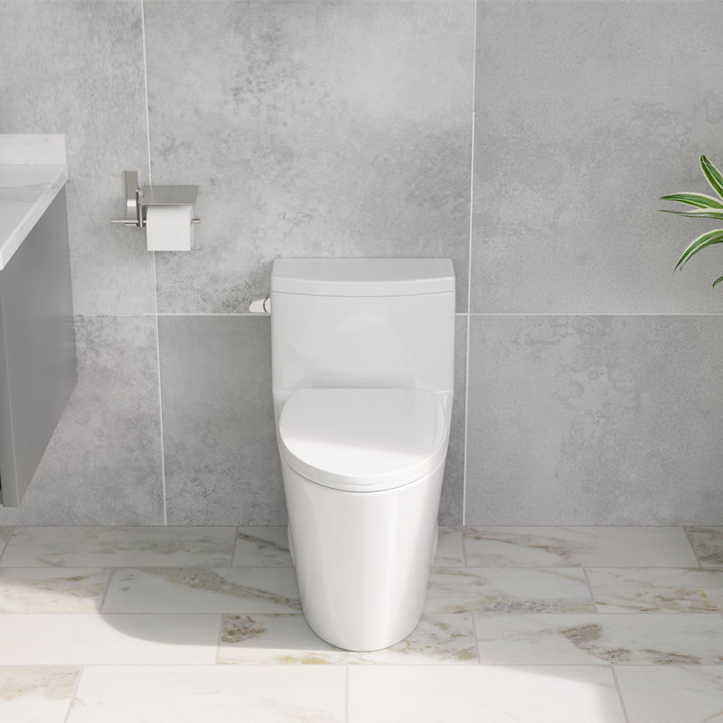 1.28 GPF Single Flush Elongated Comfort Height One-Piece Toilet CEC Certified Soft Closing Seat Included12" Rough-In Floor Mounted Toilet