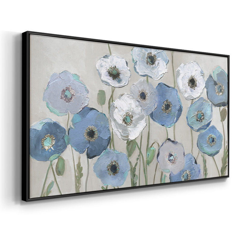 Coquelicots - Toile tendue avec châssis tendue - Prêt à accrocher, H 21 po x l 41 po, Noir