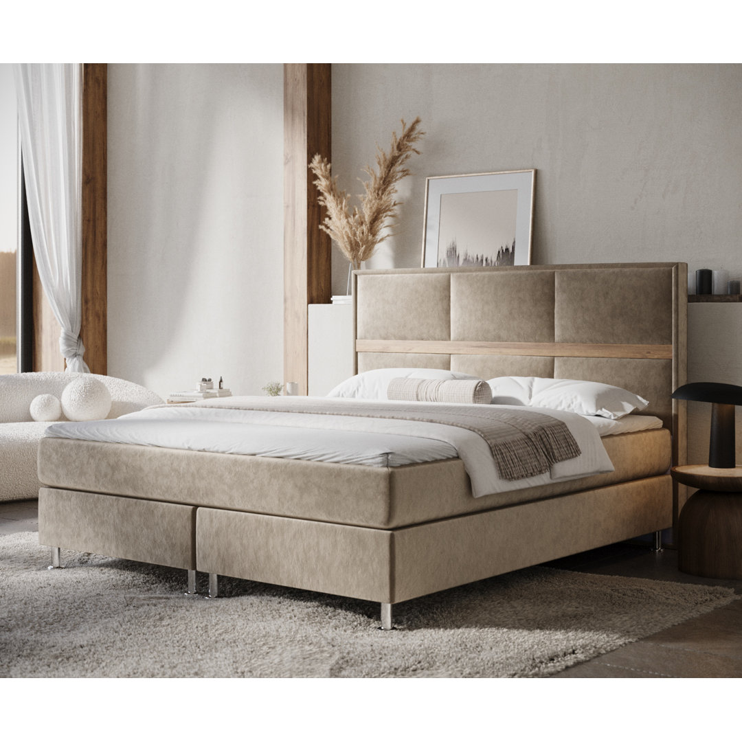 Echtes Boxspringbett Sorrento mit Zwei Matratzen und Latex Topper