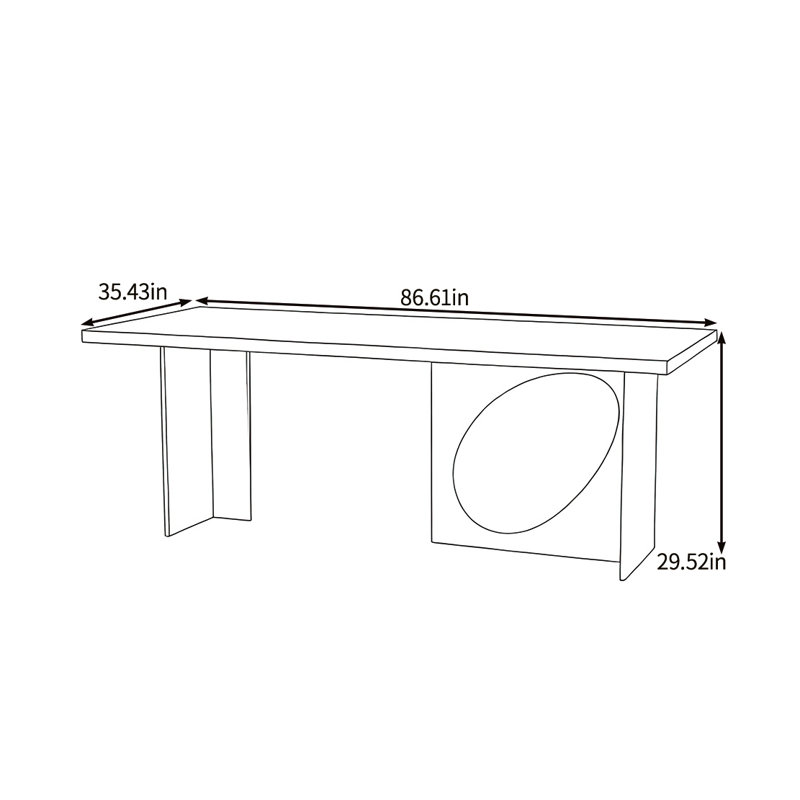 Table de comptines élégante en bois massif, H 29,52 po x L 86,61 po x l 35,43 po