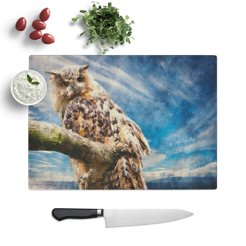 Great Horned Owl Vol.1 Chopping Board, 0.4cm H x 20cm W x 28.5cm L