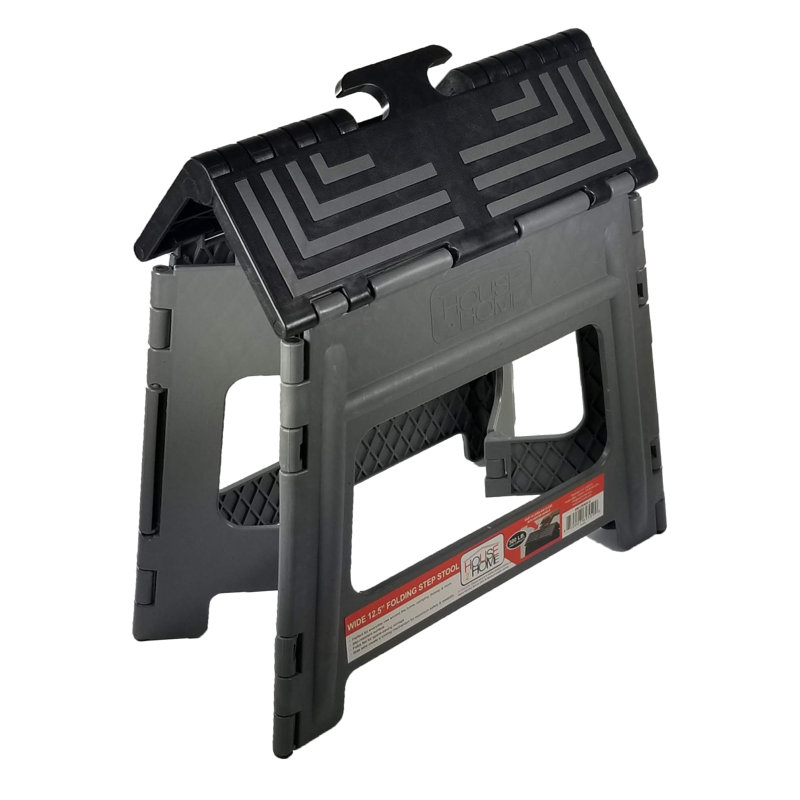 Pebrook 1 - Step Plastic Lightweight Folding Step Stool, Grey