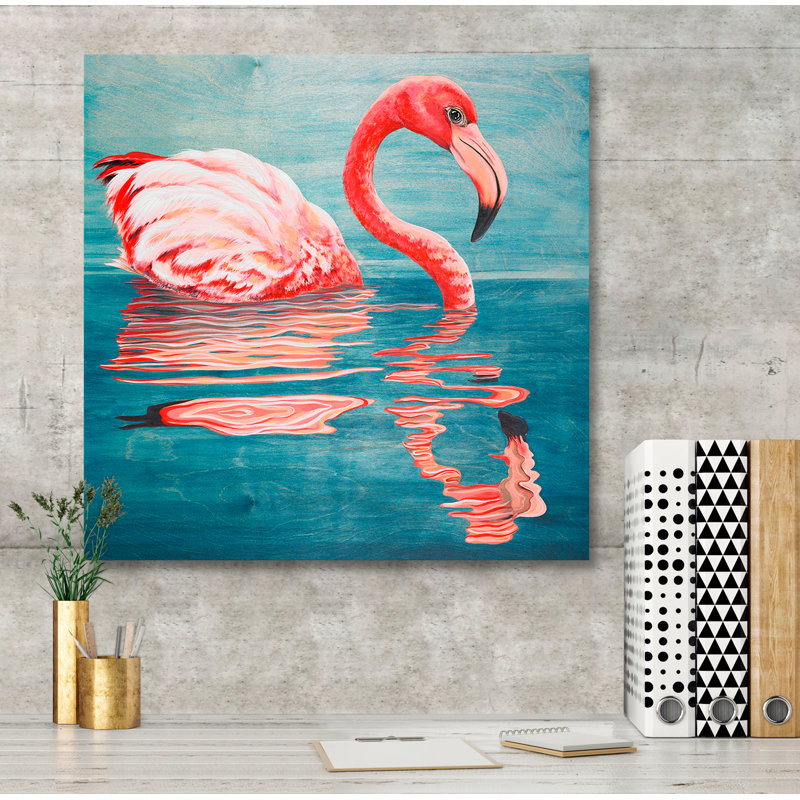 «Flamingo Reflections», impression, H 24 po x l 24 po, Canevas