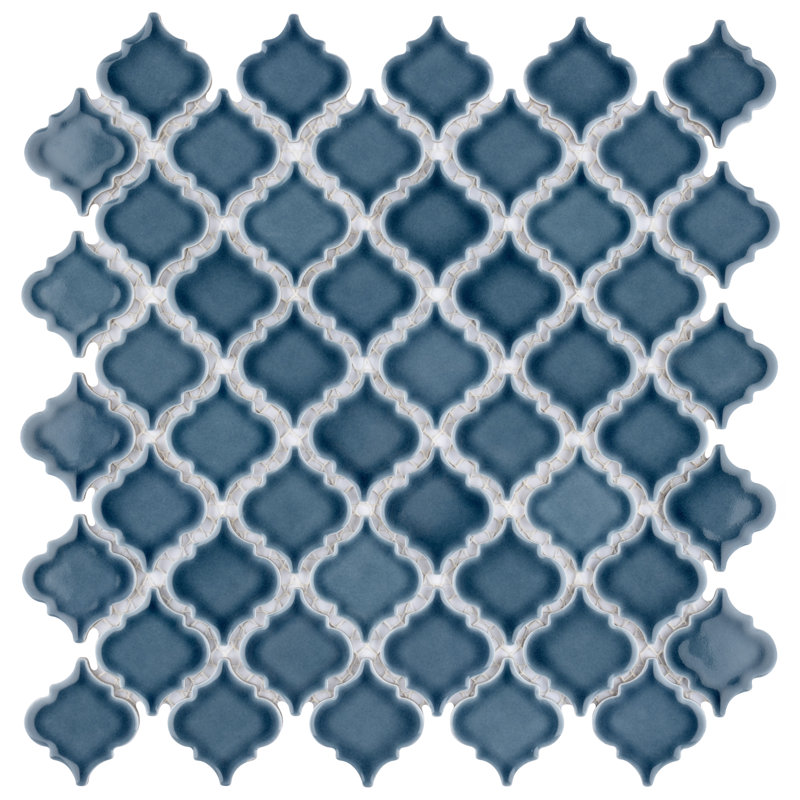 Hudson Tangier 2" x 2" Porcelain Arabesque Mosaic Wall & Floor Tile, Storm Gray