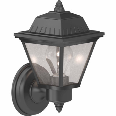 Lanterne murale d'extérieur en fonte d'aluminium 1 lumière murale avec verre grainé transparent