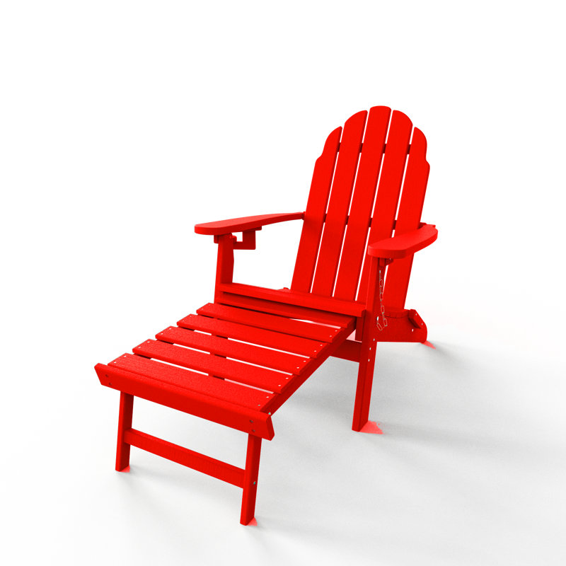 Chaise Adirondack de conception ergonomique pliable avec repose-pieds Adewumi, Rouge