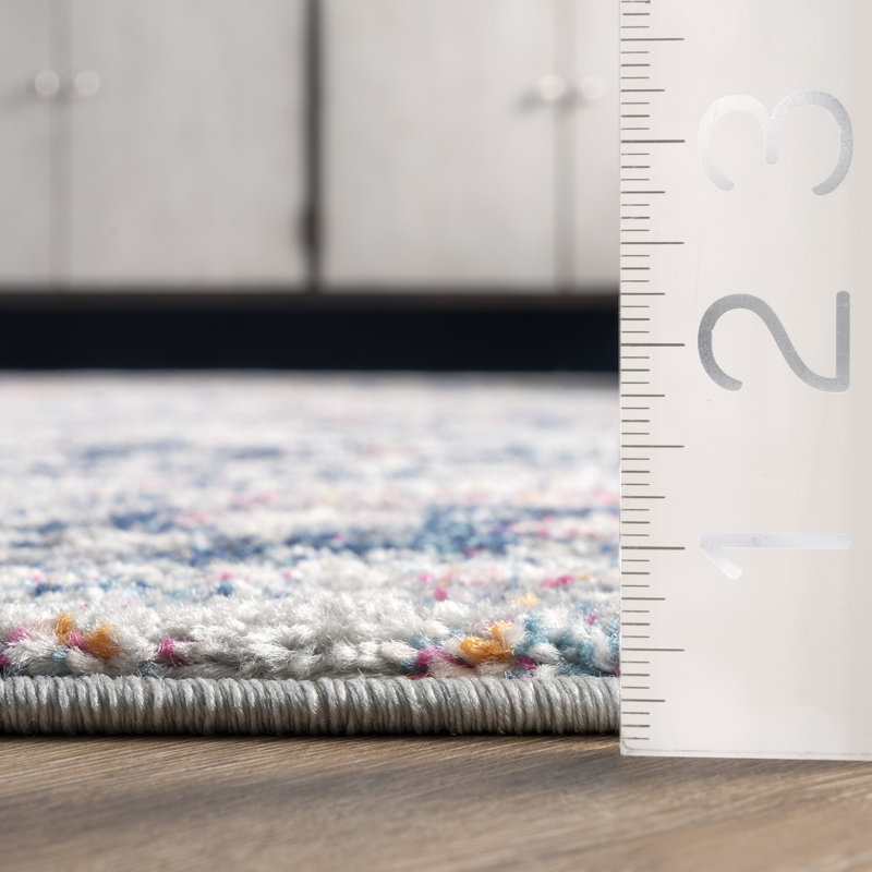 Misi Vintage Medallion Power Loom Blue Rug, Round 8'